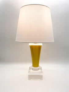 Square Olive Green Murano Fluted Glass Lamp