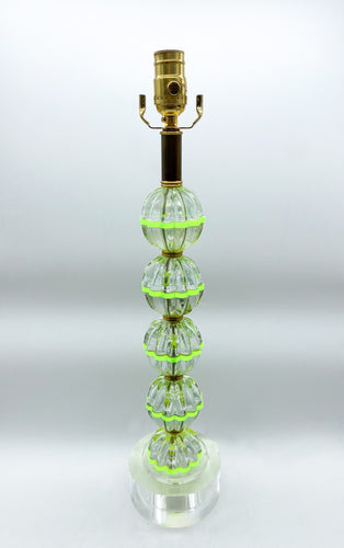 Stacked Clear Glass/Green Acrylic Mix Table Lamp
