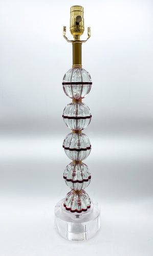 Stacked Clear Glass/Red Acrylic Mix Table Lamp