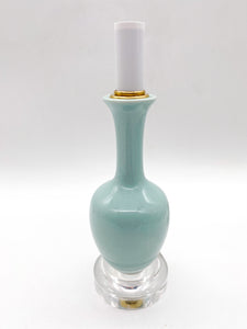 Stylized Single Gourd Celadon Mini Vase Lamp 3" Base