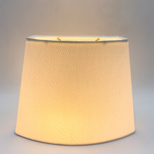Load image into Gallery viewer, oval lampshade, oval shade, silk shade, synthetic silk shade, eggshell, egg, eggshell silk, chipped oval, chipped oval, squared oval, lampshades Dallas, Dallas lampshades, lamp store Dallas