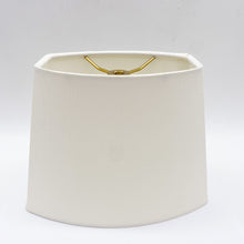 Load image into Gallery viewer, oval lampshade, oval shade, silk shade, synthetic silk shade, eggshell, egg, eggshell silk, chipped oval, chipped oval, squared oval, lampshades Dallas, Dallas lampshades, lamp store Dallas
