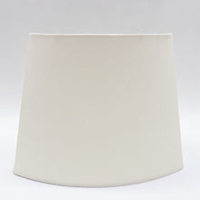 Load image into Gallery viewer, oval lampshade, oval shade, silk shade, synthetic silk shade, eggshell, egg, eggshell silk, chipped oval, chipped oval, squared oval, lampshades Dallas, Dallas lampshades, lamp store Dallas