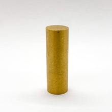 Load image into Gallery viewer, finial, finials, brass drum finial, brass finial, cylinder finial, brass cylinder, modern finial, contemporary finial, lampshade top, lampshade topper, lamp topper, lamp top, lamp finial, table lamp finial