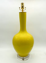 Load image into Gallery viewer, lamps, lamps store, lighting store, Dallas lampshade store, Dallas lamps, interior design Dallas, lampshade store, lampshades Dallas, vase lamp, yellow lamp, yellow, bright yellow, mid-century style, modern lamp, minimal lamp, glazed lamp

