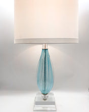 Load image into Gallery viewer, Vintage Italian Murano Glass Blue Bullicante Inclusion Table Lamp