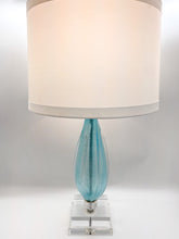 Load image into Gallery viewer, Vintage Italian Murano Glass Blue Bullicante Inclusion Table Lamp