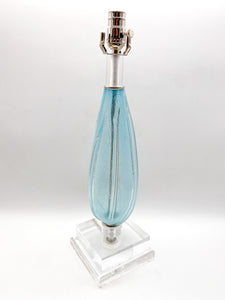 Vintage Italian Murano Glass Blue Bullicante Inclusion Table Lamp