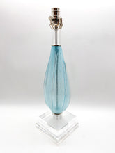 Load image into Gallery viewer, Vintage Italian Murano Glass Blue Bullicante Inclusion Table Lamp