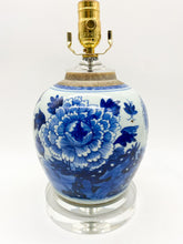 Load image into Gallery viewer, Vintage Blue &amp; White Melon Jar Lamp, 10&quot; at harp saddle