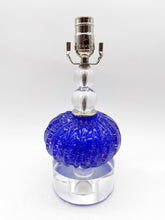 Load image into Gallery viewer, Vintage Blue Murano Glass Lamp 18.5&quot; tall to top of shade