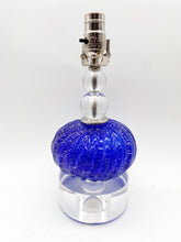 Load image into Gallery viewer, Vintage Blue Murano Glass Lamp 18.5&quot; tall to top of shade