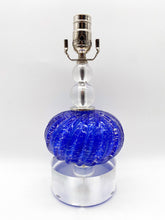 Load image into Gallery viewer, Vintage Blue Murano Glass Lamp 18.5&quot; tall to top of shade
