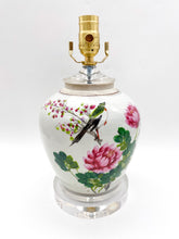 Load image into Gallery viewer, Vintage Celadon Ginger Jar with Bird on Branch, Cherry Blossoms &amp; Peonies