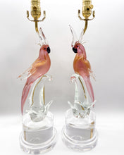 Load image into Gallery viewer, Vintage Italian Murano Glass Pair of Pappagalli (Parrots) Lamps
