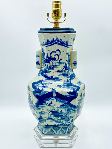 Vintage Rectangular Canton Vase Lamp