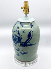 Load image into Gallery viewer, Vintage Blue Cut Neck Vase Lamp