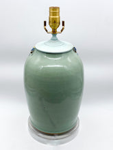 Load image into Gallery viewer, Vintage Blue Cut Neck Vase Lamp