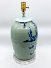 Load image into Gallery viewer, Vintage Blue Cut Neck Vase Lamp