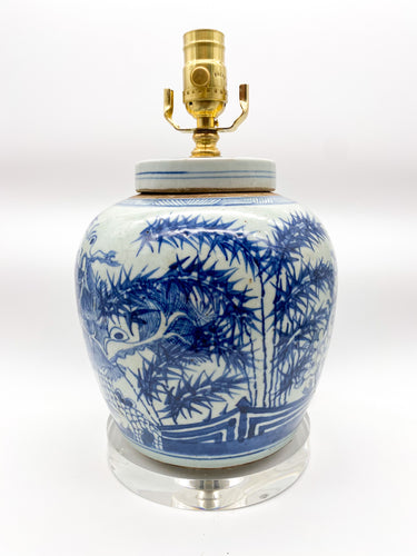 Vintage Blue & White Ginger Jar Lamp