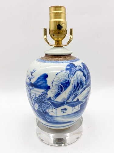 Vintage Blue/White Jar Lamps