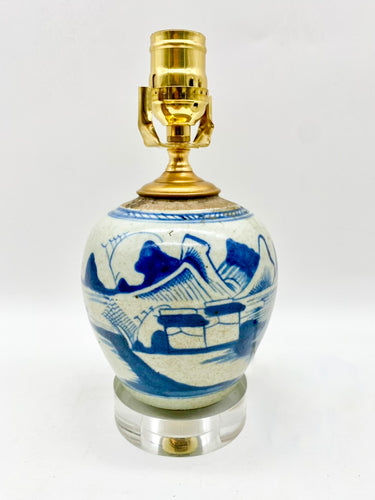 Vintage Blue and White Lamp
