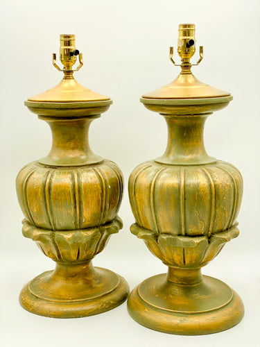 Vintage Goldleaf/Chateau Wood Urn Lamps