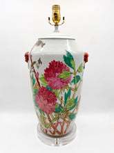Load image into Gallery viewer, Vintage Porcelain Bird/Peony Table Lamp
