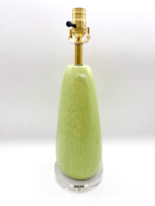 Vintage Avocado Green Ceramic Table Lamp, ~26" Tall (PAIR)