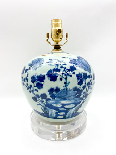 lamps, lamps store, lighting store, Dallas lampshade store, Dallas lamps, interior design Dallas, lampshade store, lampshades Dallas, 
antique chinese celadon vase, blue and white, blue and celadon, acrylic base, stacked acrylic bases