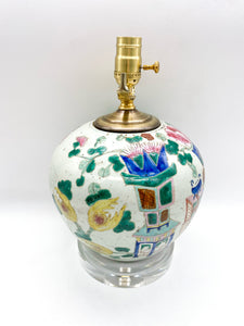 lamps, lamps store, lighting store, Dallas lampshade store, Dallas lamps, interior design Dallas, lampshade store, lampshades Dallas, 
antique chinese celadon vase, blue and white, blue and celadon, acrylic base, stacked acrylic bases, multicolor chinese vase, chinese ceramic