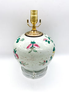 lamps, lamps store, lighting store, Dallas lampshade store, Dallas lamps, interior design Dallas, lampshade store, lampshades Dallas, 
antique chinese celadon vase, blue and white, blue and celadon, acrylic base, stacked acrylic bases, multicolor chinese vase, chinese ceramic, pink, green, celadon