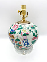 Load image into Gallery viewer, lamps, lamps store, lighting store, Dallas lampshade store, Dallas lamps, interior design Dallas, lampshade store, lampshades Dallas, 
antique chinese celadon vase, blue and white, blue and celadon, acrylic base, stacked acrylic bases, multicolor chinese vase, chinese ceramic