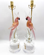 Load image into Gallery viewer, Vintage Italian Murano Glass Pair of Pappagalli (Parrots) Lamps
