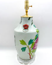 Load image into Gallery viewer, lamps, lamps store, lighting store, Dallas lampshade store, Dallas lamps, interior design Dallas, lampshade store, lampshades Dallas, Chinese ceramic, hand painted, ceramic, celadon, acrylic base, acrylic, antiques, vintage lamps, oriental lamps
