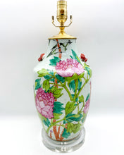 Load image into Gallery viewer, lamps, lamps store, lighting store, Dallas lampshade store, Dallas lamps, interior design Dallas, lampshade store, lampshades Dallas, Chinese ceramic, hand painted, ceramic, celadon, acrylic base, acrylic, antiques, vintage lamps, oriental lamps

