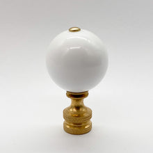 Load image into Gallery viewer, finial, finials, white, white ball, white ball finial, white porcelain finial, porcelain finial, porcelain ball finial, lampshade finial, lamp topper, lampshade topper, top of the lampshade, table lamp finial