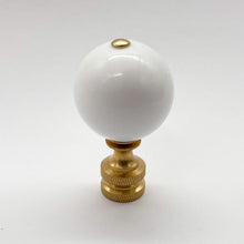 Load image into Gallery viewer, finial, finials, white, white ball, white ball finial, white porcelain finial, porcelain finial, porcelain ball finial, lampshade finial, lamp topper, lampshade topper, top of the lampshade, table lamp finial