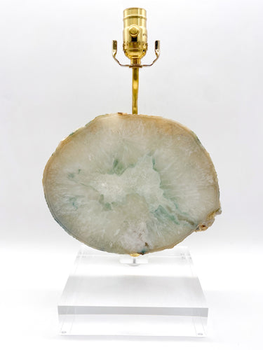 White and Green Agate Slice Lamp, ~24