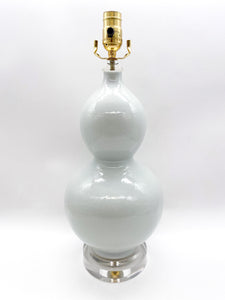 White Crackle Double Gourd Lamp, ~25"