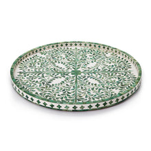 Load image into Gallery viewer, Green &amp; White Inlaid Serving Tray, 24&quot; diameter
