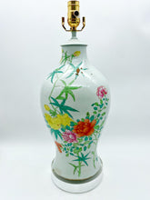 Load image into Gallery viewer, White Ceramic Floral Vase Table Lamp 18.5 tall to socket