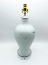 Load image into Gallery viewer, White-Cherry-Blossom-Cut-Neck-Vase-Lamp.--17 -tall-(-to-harp-saddle)