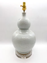 Load image into Gallery viewer, White Double Gourd Lamp with Dragon Relief, ~30&quot;