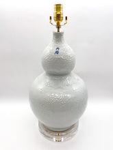 Load image into Gallery viewer, White Double Gourd Lamp with Dragon Relief, ~30&quot;