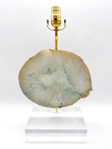 White and Green Agate Slice Lamp, ~24"