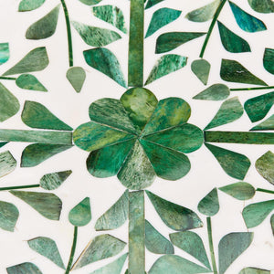Green & White Inlaid Serving Tray, 24" diameter