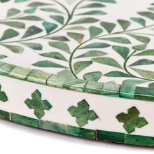 Load image into Gallery viewer, Green &amp; White Inlaid Serving Tray, 24&quot; diameter