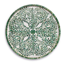 Load image into Gallery viewer, Green &amp; White Inlaid Serving Tray, 24&quot; diameter