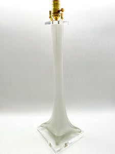 White Satin Murano Stretched Vase Lamp, ~30" height